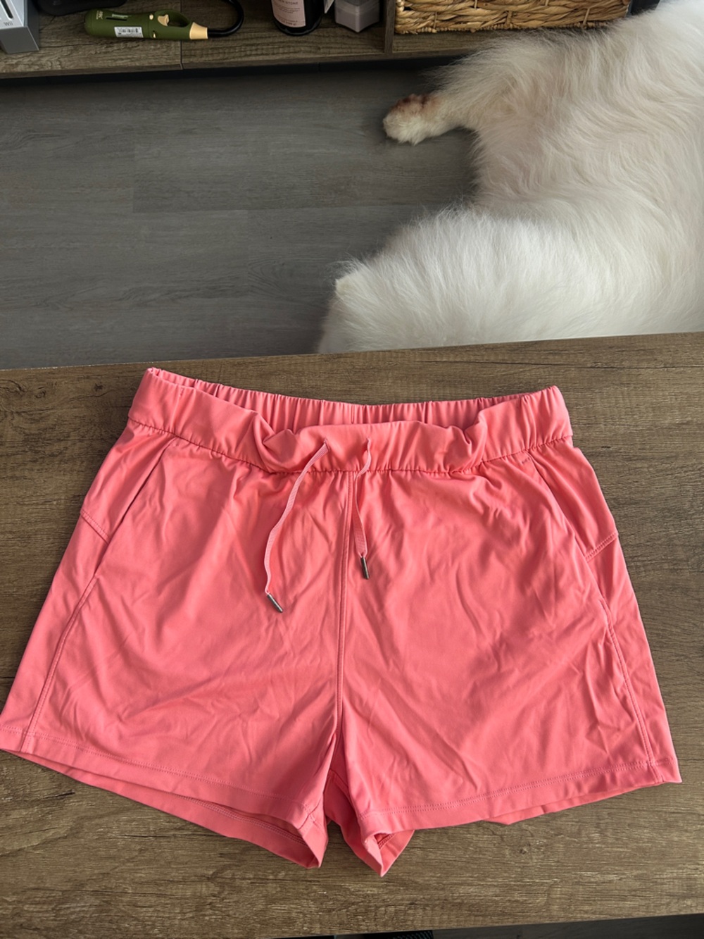 Willit Women's Pink Athletic Shorts Stretch Nylon, Elastic Waist, Size Large